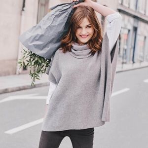 NWOT, Boden Grey Cowl Neck Poncho